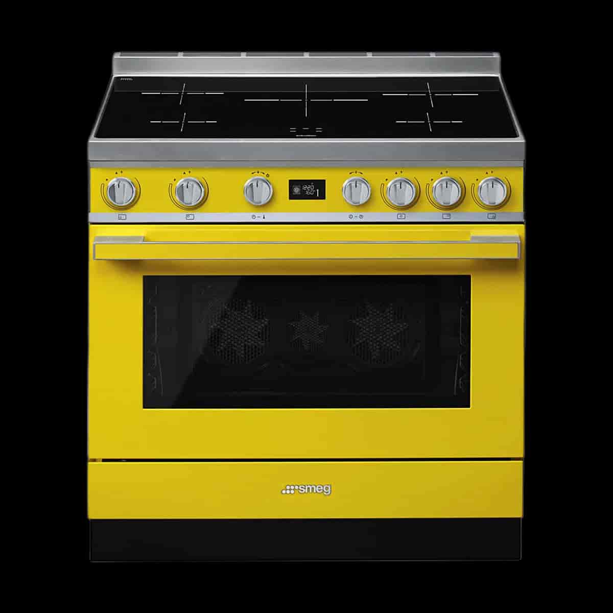 Smeg Portofino Induktionsspis, Pyrolysugn, 90cm, Gul - CPF9IPYW