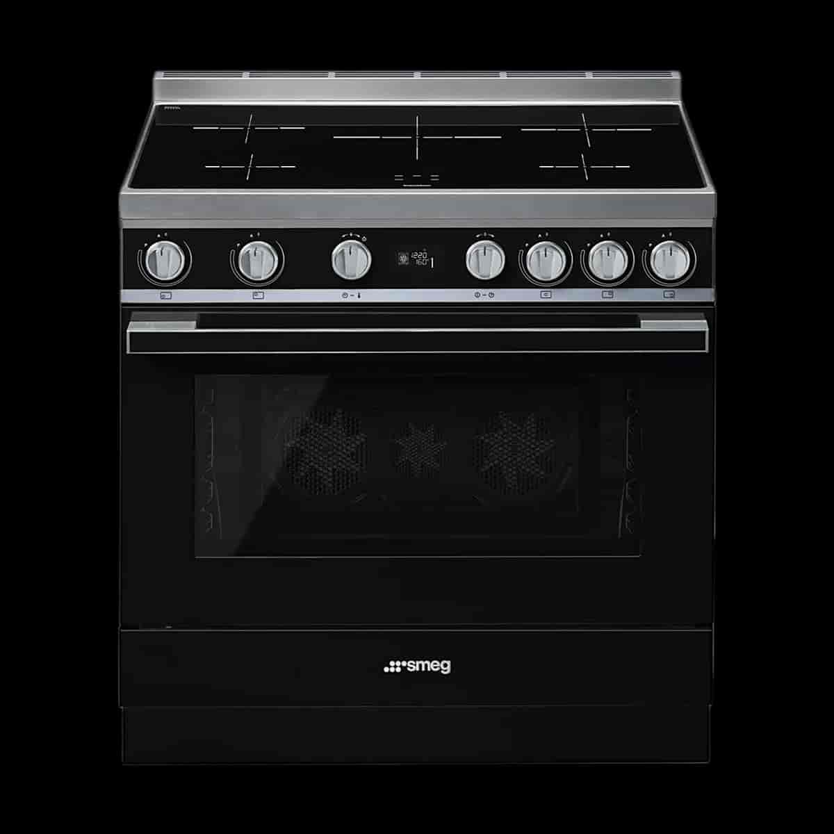 Smeg Portofino Induktionsspis, Pyrolysugn, 90cm, Svart - CPF9IPBL