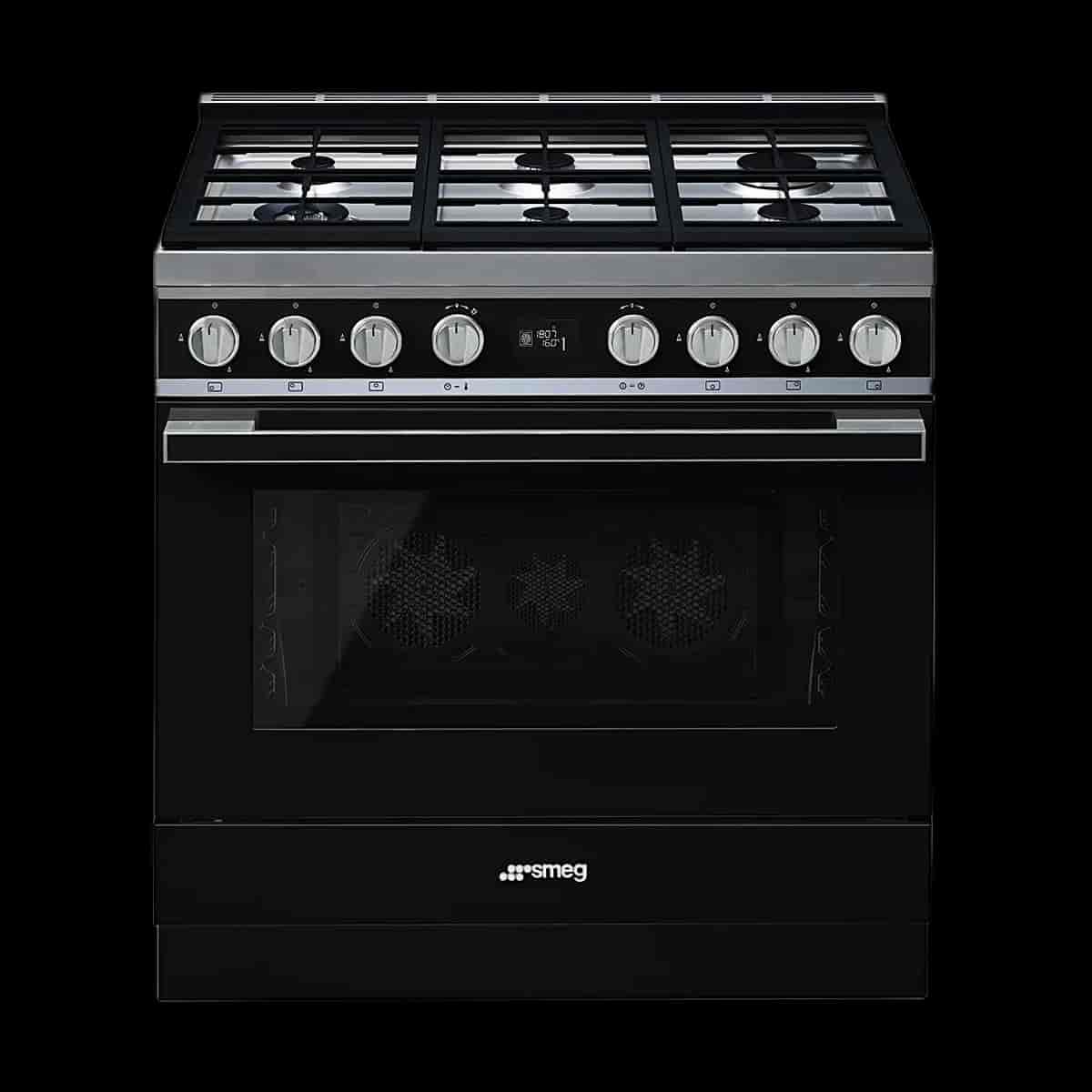 Smeg Portofino Gasspis, 90cm Svart, CPF9GMBL