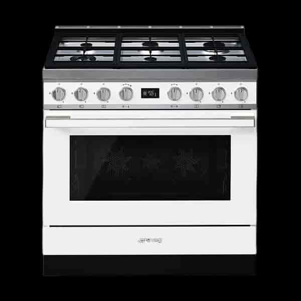 Smeg Portofino Gasspis, Pyrolysugn, 90cm Vit, CPF9GPWH