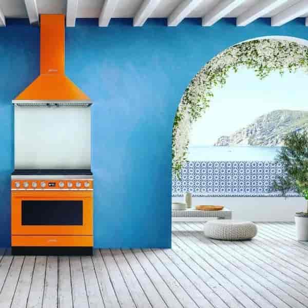 Smeg Portofino Gasspis, Pyrolysugn, 90cm Orange, CPF9GPOR
