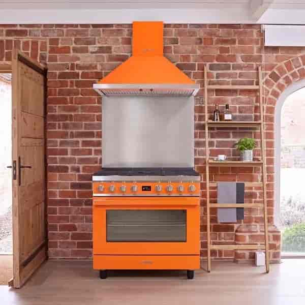 Smeg Portofino Gasspis, Pyrolysugn, 90cm Orange, CPF9GPOR