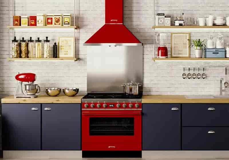 Smeg Portofino Gasspis, 90cm Röd, CPF9GMR