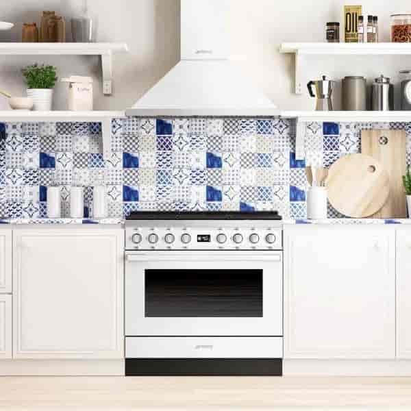 Smeg Portofino Gasspis, Pyrolysugn, 90cm Vit, CPF9GPWH