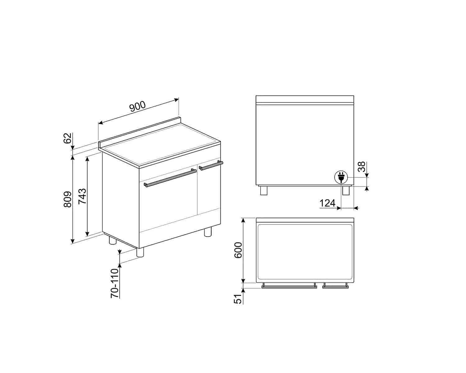 Smeg C92IPX9, Induktionsspis 90cm