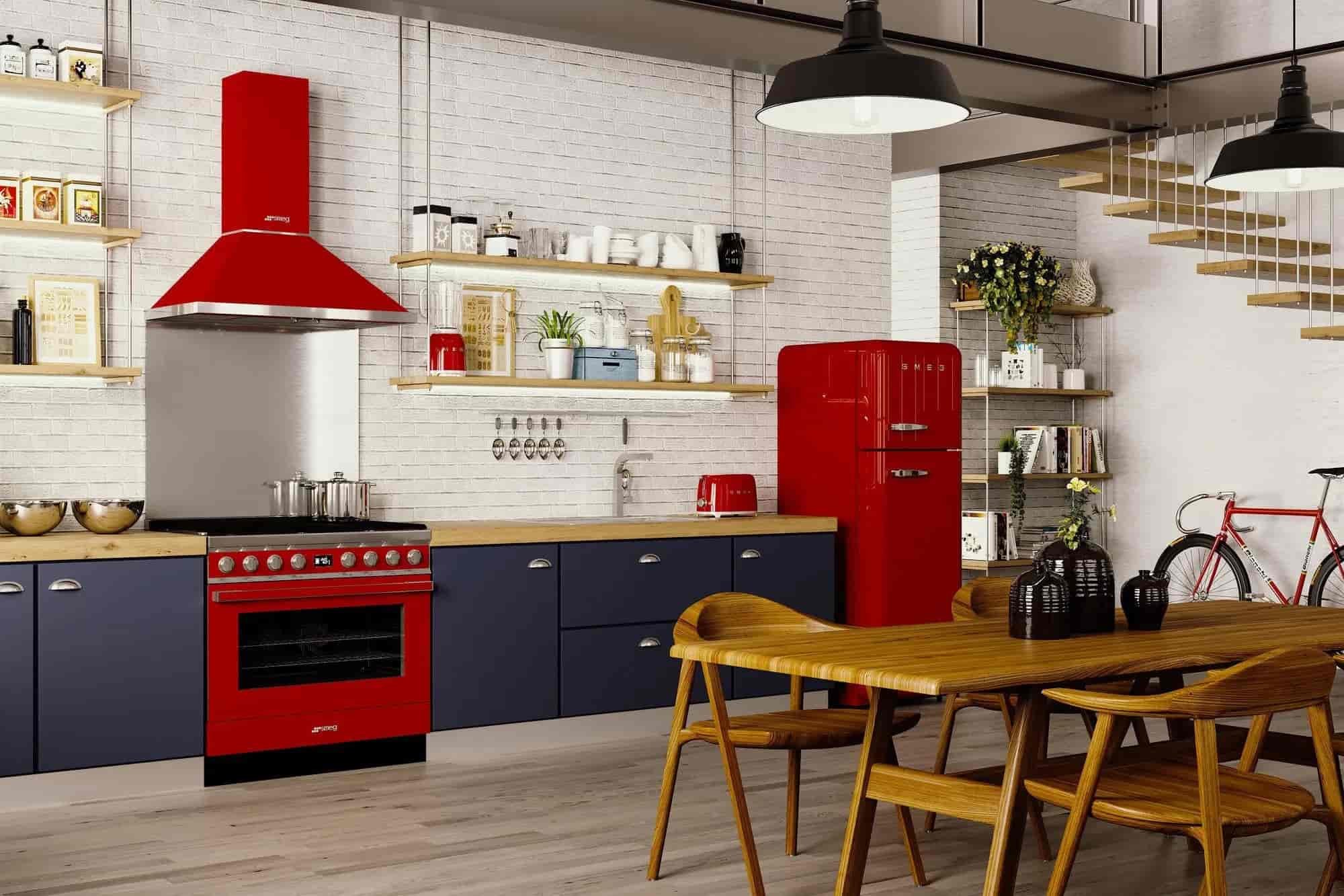 Smeg Portofino Gasspis, 90cm Röd, CPF9GMR