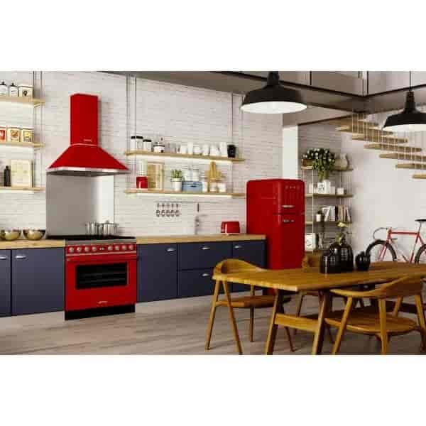 Smeg Portofino Gasspis, Pyrolysugn, 90cm Röd, CPF9GPR