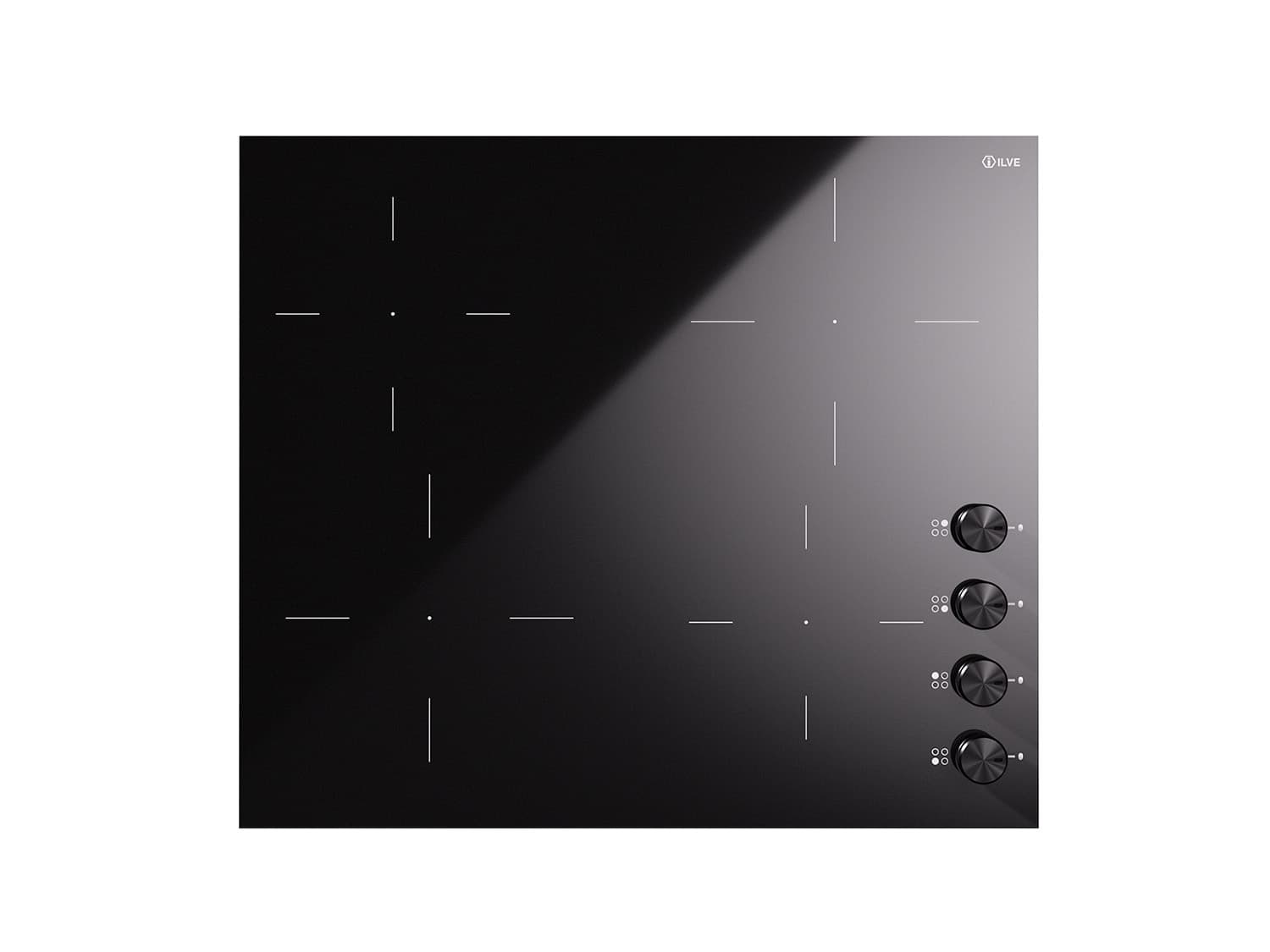 Ilve, Professional Plus induktionshäll 60 cm, 4 zoner, vred mattsvart