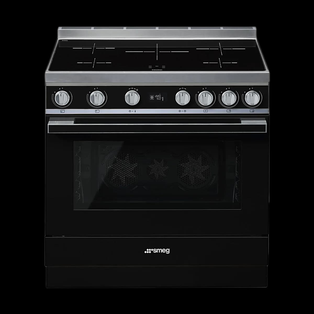 Smeg Portofino Induktionsspis, Pyrolysugn, 90cm, Svart - CPF9IPBL
