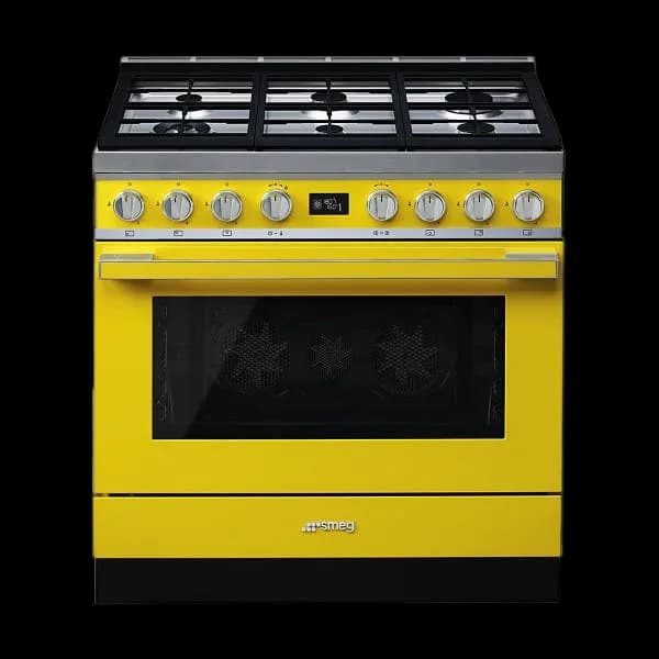Smeg Portofino Gasspis, Pyrolysugn, 90cm Gul, CPF9GPYW