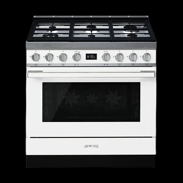 Smeg Portofino Gasspis, Pyrolysugn, 90cm Vit, CPF9GPWH