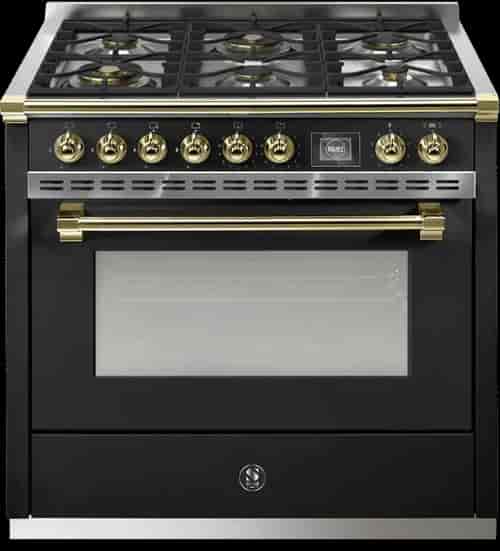 Steel Ascot Combi-Steam 90 cm 1 oven Nero/Brass Gas Steel Ascot Combi-Steam 90 cm 1 oven Nero/Brass Gas