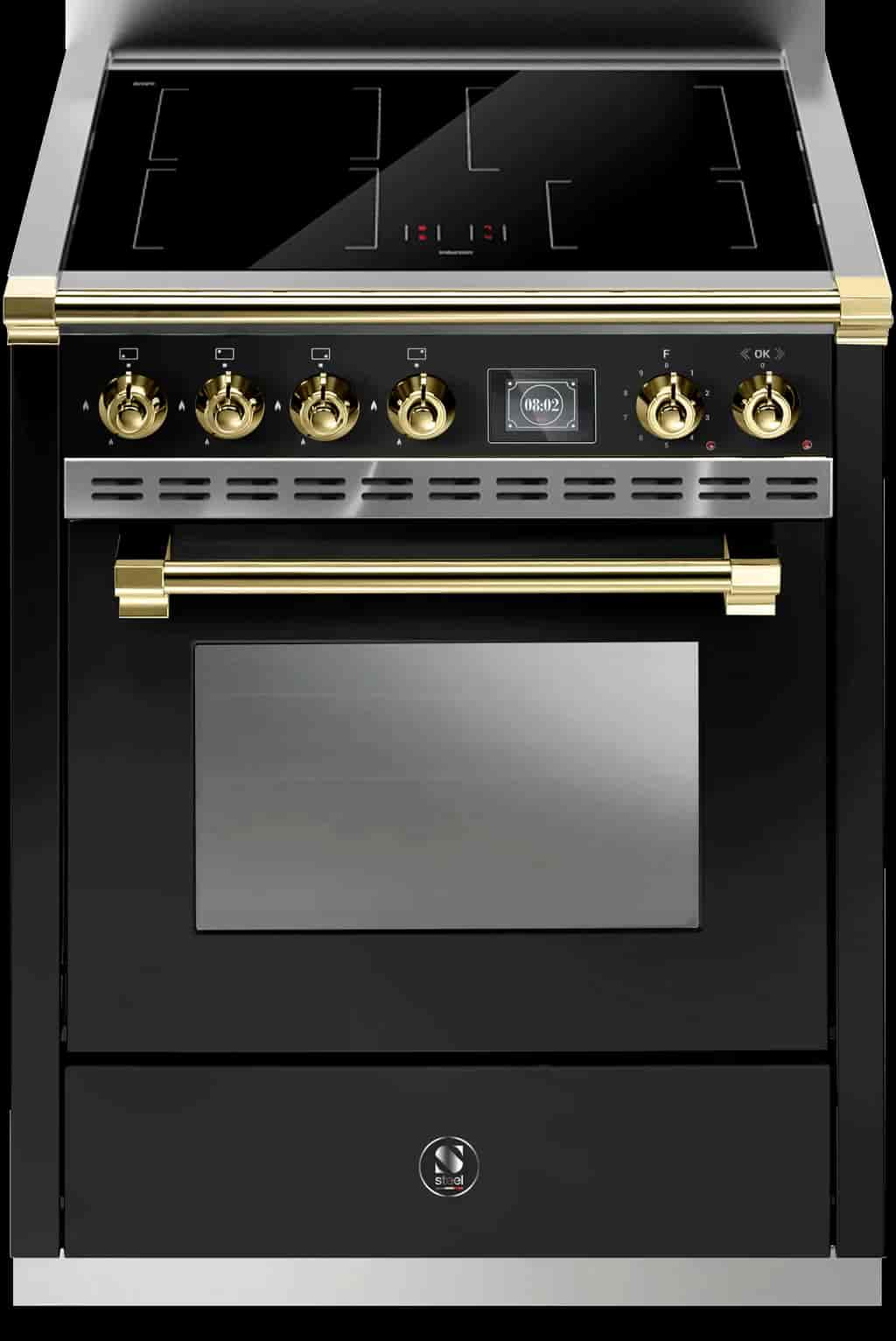 Steel Ascot Combi-Steam 70 cm 1 oven Nero/Brass Induction Steel Ascot Combi-Steam 70 cm 1 oven Nero/Brass Induction