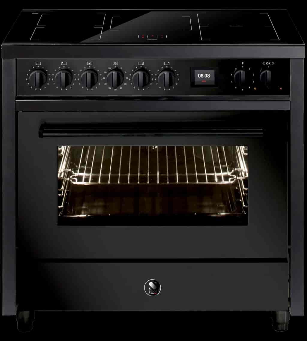 Steel Enfasi Multifunction 90 cm 1 oven All black Induction wide glass Steel Enfasi Multifunction 90 cm 1 oven All black Induction wide glass