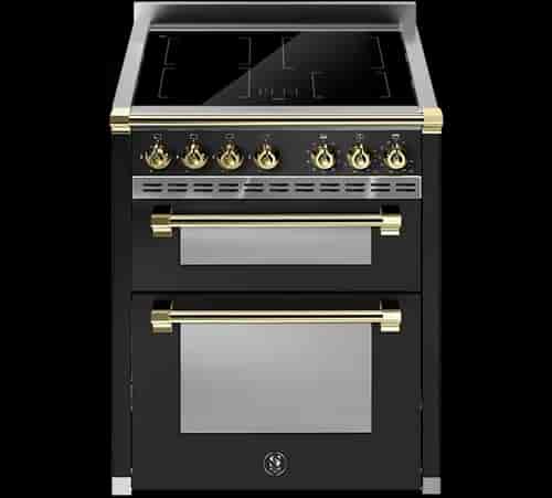 Steel Ascot Combi-Steam 70 cm 2 ovens Nero/Brass Induction Steel Ascot Combi-Steam 70 cm 2 ovens Nero/Brass Induction