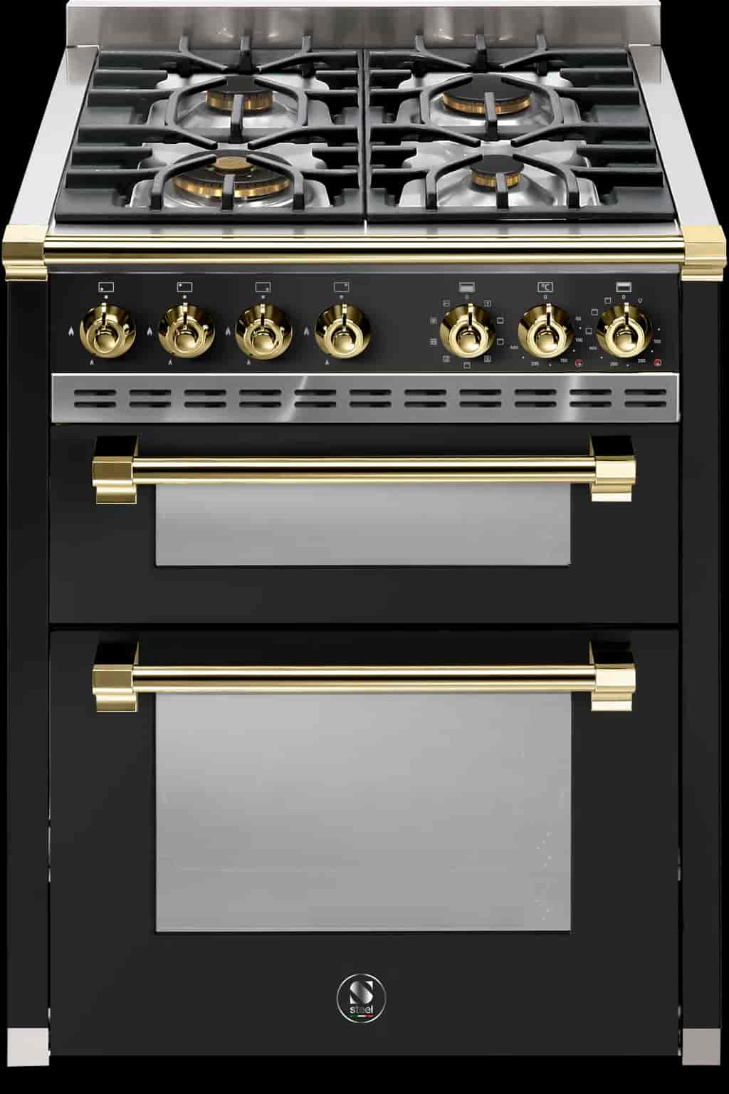 Steel Ascot Combi-Steam 70 cm 2 ovens Nero/Brass Gas Steel Ascot Combi-Steam 70 cm 2 ovens Nero/Brass Gas