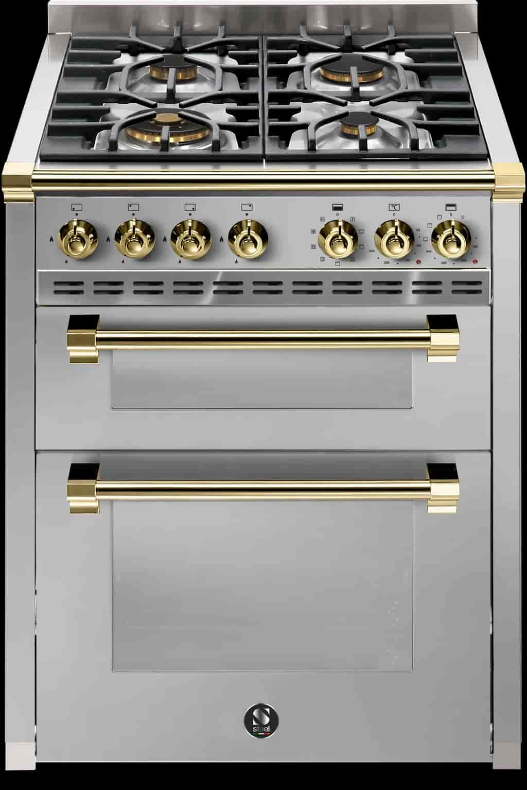 Steel Ascot Combi-Steam 70 cm 2 ovens Stainless/Brass Gas Steel Ascot Combi-Steam 70 cm 2 ovens Stainless/Brass Gas