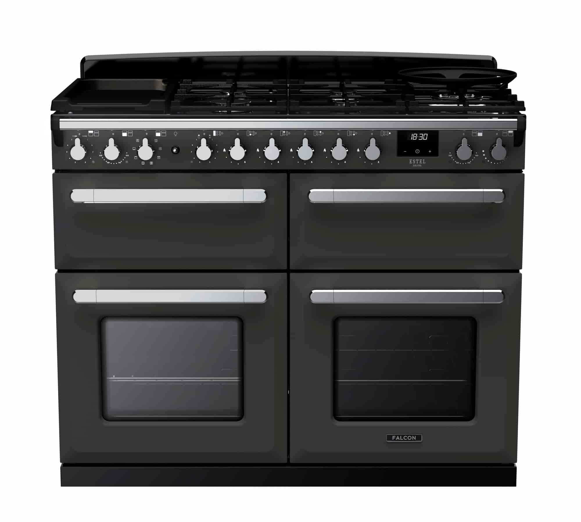 Falcon Estel Deluxe 110 gas med slowcookugn krom Falcon Estel Deluxe 110 gas med slowcookugn krom